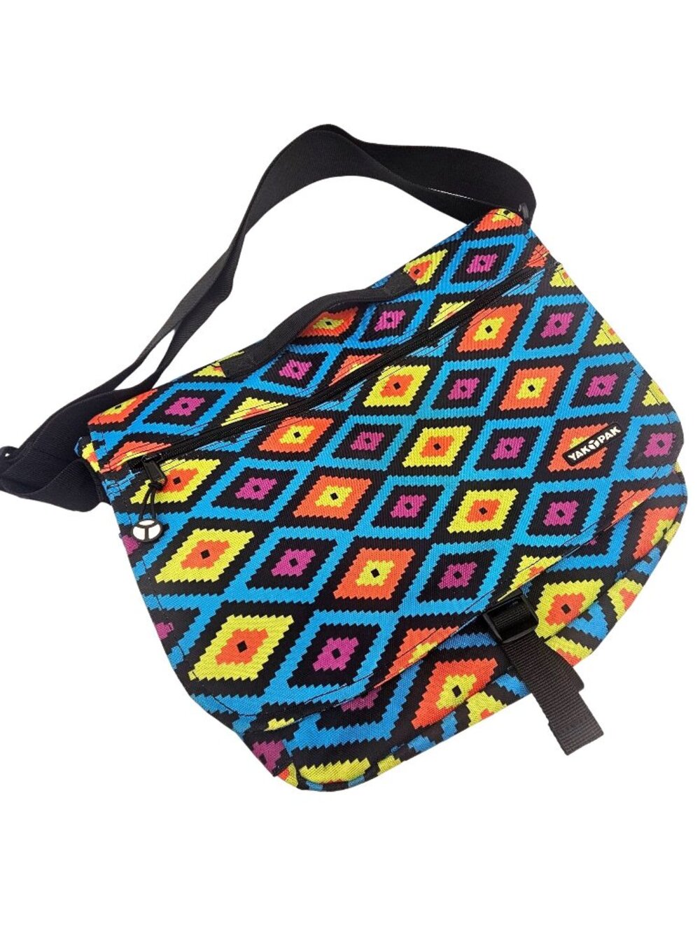 Yak Pak Canvas Messenger Bag Crossbody Utility Commuter Bright Colorful Aztec